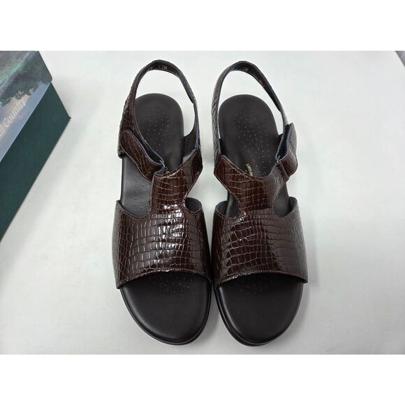 SAS SAN ANTONIO SHOES TRIPAD SUNTIMER BROWN CROC PATENT SANDALS WOMENS 12 M NEW - Picture 5 of 9